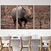 3 Piece Framed Canvas Wall Art Stomping The Wild Animals for Living Room Bedroom - 16