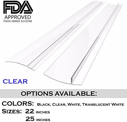 22 inches Silicone Stove Counter Gap Cover (Set of 2) by Kettio, Seals Out Spills Between Counters, Appliances, Dryers, Stoves, Washing Machines and More - Clear