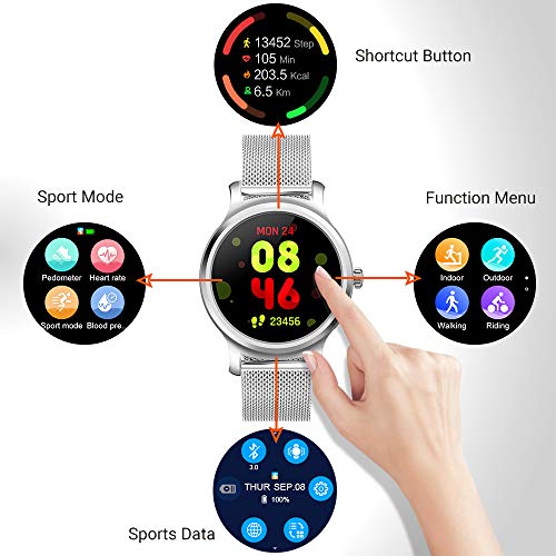 SMA-R2 Smartwatch for Men Activity Tracker Watches with Blood Pressure Monitor Sport Smartwatch Heart Rate Monitoring Watch for Android Phones for iOS Phones(Silver)