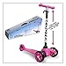 OxGord Scooter for Kids - Deluxe Aluminum 3 Wheel Glider with Kick n Go, Lean 2 Turn, Step 4 Break - Pink