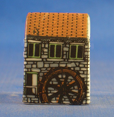 Porcelain China Collectable Thimble - Miniature House Shape - Mill Wheel Cottage