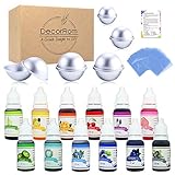 Bath Bomb Mold Set with Soap Colorant, Shrink Wrap Bags - Skin Safe Food Grade Soap Dye for Bath Bomb Making Supplies Kit - Liquid Bath Bomb Dye for CP M&P Soap Coloring, Crafts - with Instructions