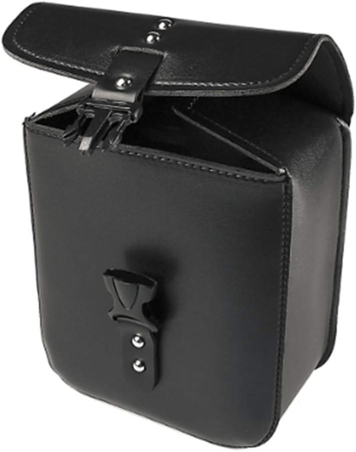 1PCS Motorcycle PU Leather Saddle Bag Waterproof Small Side Motorbike Tank Bag Luggage Black - Image 3