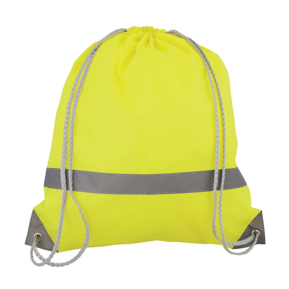 eBuyGB Pack of 50 High Visibility Reflective Drawstring Rucksack Casual Daypack, 2.7 L, Yellow