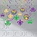 JOYIN 25 PCS Assorted Mardi Gras-Themed Set with 24 Hanging Swirls and 1 Strings with Garland Party Decorations Supplies