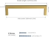 LONTAN 10 Pack Gold Cabinet Handles 160mm Brushed Brass 173mm 12mm view 3