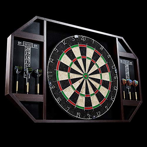 Lancaster DRB100_178P 18 Inch Home Barroom Bristle Dartboard Cabinet w/ Dart Set