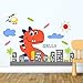 HAOKHOME W-10603 Wall Decal Cute Dinosaur Wall Sticker for Kids Room Children Bedroom Living Room
