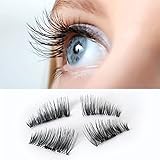 Bottokan False Magnetic Eyelashes, 0.2mm Ultra-thin 3D Fiber for Natural Look, Cruelty Free, Reusable Best Fake Lashes, 1 Pair 4 Pieces