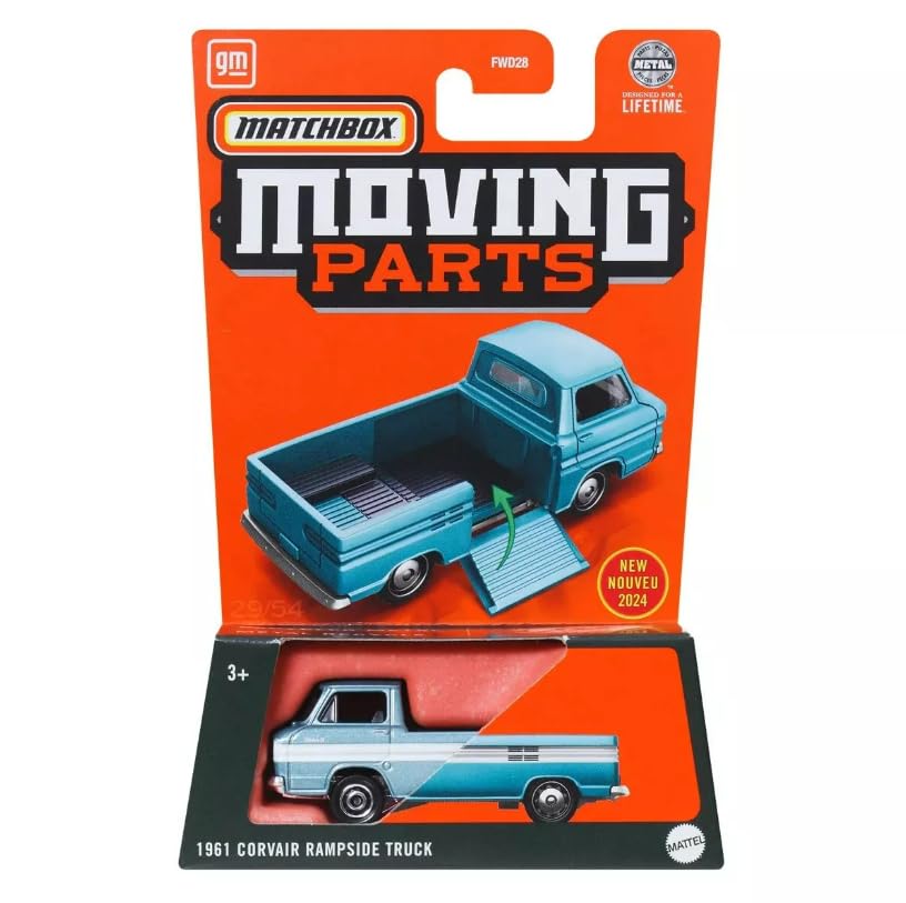 Matchbox Moving Parts 1961 Corvair Rampside Truck, Blue, 1:64 Scale Diecast