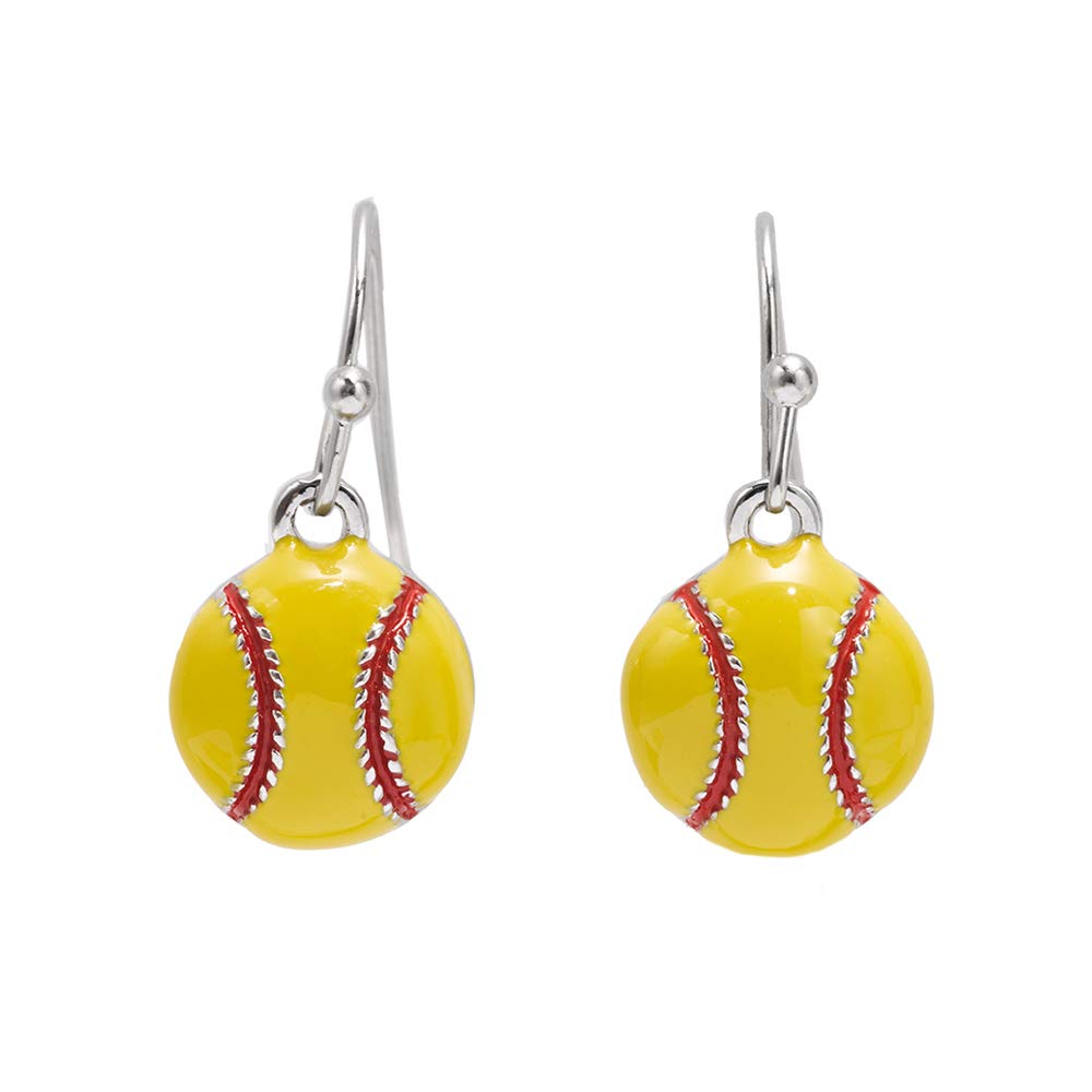 GIMMEDAT Softball Earrings Enamel Dangle Softball Earrings
