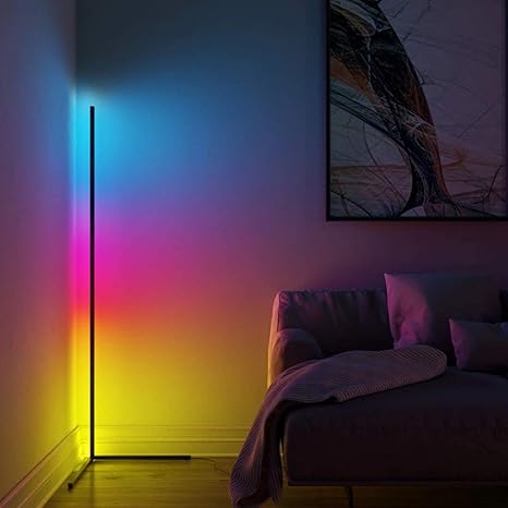 20w rgb color changing standing corner lamp dimmable led smart floor lamp for living room bedroom with remote controller 55 tall aluminium alloy