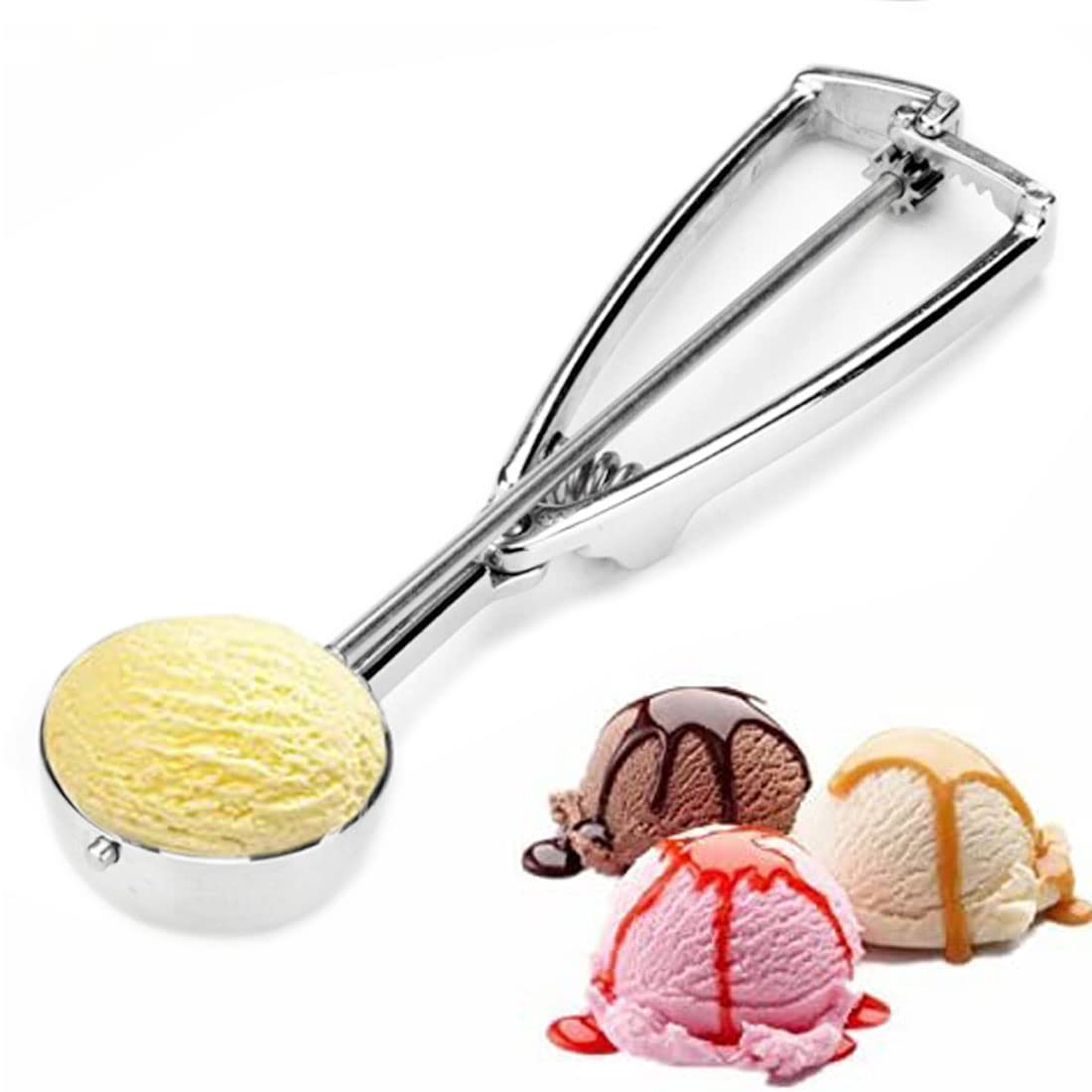 Amison Ice Cream Scoop 5 cm Stainless Steel Ice Scraper/Scoop for a Perfectly Round Scoop of Ice Cream (Ice Cream Scoop)