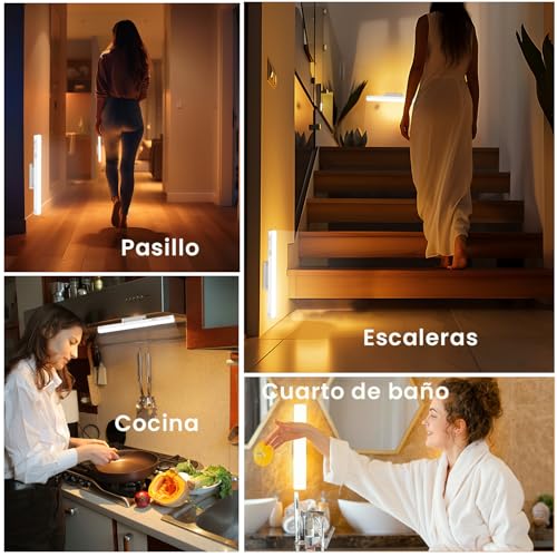 ZenVita LED Wardrobe Light with Remote Control - 2 x 30 cm Magnetic Rechargeable USB 3 Colour Modes Dimmable Interior Light for Wardrobe, Kitchen, Stairs and Home - 5W