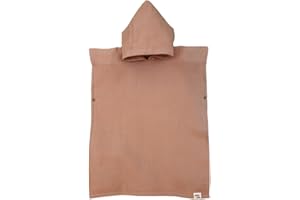 Jade&Kai Hooded Towel for Kids | Snaps into a Poncho | Organic Cotton Waffle | Lightweight and Absorbent | Bath, Beach, and Pool | Multiple Colors | (Medium (3-6 Yrs), Sand)