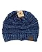 NYfashion101 Exclusive Unisex Two Tone Warm Cable Knit Thick Slouch Beanie Cap, Blue/Denim