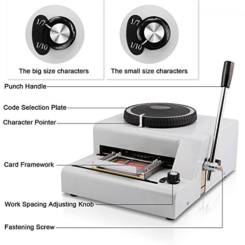 SHZOND Embossing Machine 72 Characters Card Embosser Printer Gift Card Credit ID PVC Card Embosser Stamping Machine Manual Embosser Machine