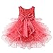 TiaoBug Baby Girls Flower Ruffled Princess Bowknot Wedding Pageant Christening Baptism Communion Party Dress Watermelon Red 12-18 Months