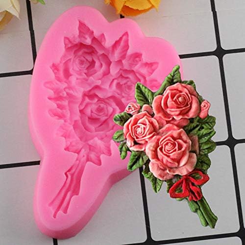 Rose Flower Bouquet Silicone Molds Wedding Cake Topper Fondant Cake Decorating Tools Gumpaste Chocolate Candy Clay Mould