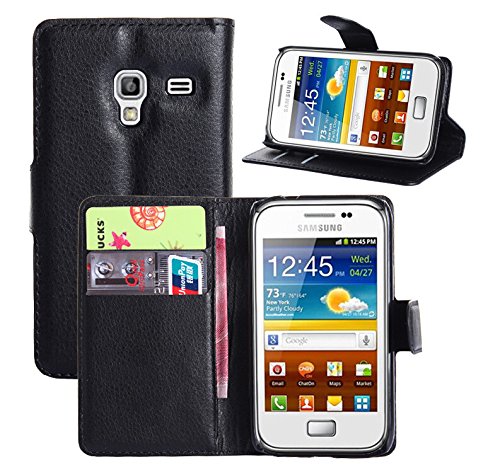 Samsung Galaxy Ace Plus Case - Monoy(tm) Flip Pu Leather Case Wallet Cover for Galaxy Ace Plus S7500 (Black)