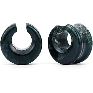 TBOSEN 2 PCS Colorful Stone Saddle Double Flared Ear Plugs Tunnels Gauges Expander for Body Piercing Jewelry 0G-1 Inch