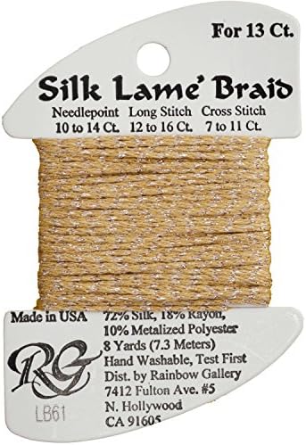 Rainbow Gallery Silk Lame Braid Metallic Needlepoint Thread Golds, Sand Gold  - LB61