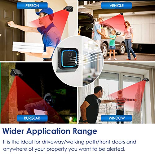 Wireless Driveway Alarm, KINGWANT Driveway Motion Sensor Alarm Long