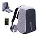 Laptop Backpack business anti-theft waterproof travel computer backpack with USB charging port college school computer bag for women & men fits 15.6 Inch Laptop and Notebook - Grey
