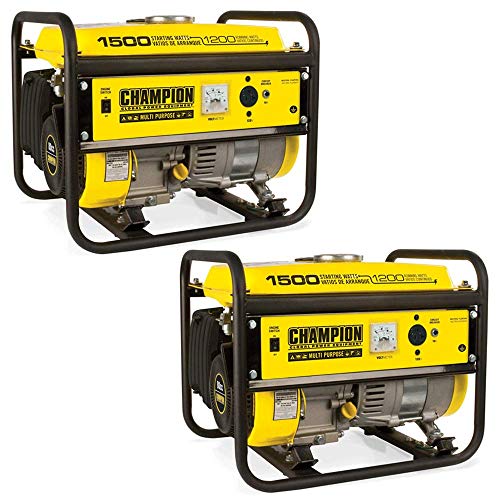 Champion 1200 Watt Quiet Recoil Start Gas Powered Home & RV Generator (2 Pack)