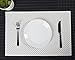 J&C LIFE Non-Slip Woven Fabric Placemats | Extra Durable, Reversible, Easy To Clean Placemats for Dining Room Tables (Set of 4 Table Mats), White