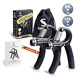 swelldom Grip Strength Trainer Hand Grip Strengthener 2 Pack, Adjustable Forearm Grip Workout Grips Exerciser Improve Finger Wrist Dexterity, Gripper for Athlete + Instruction, Key Chain Carrying Bag