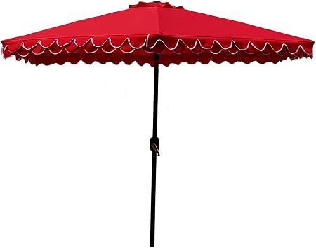 Amazon Com Jadada Outdoor Patio Umbrella 9 Feet Flap Market Table Umbrella 6 Sturdy Ribs With Push Button Tilt And Crank Red With White Flap Umbrella Base Is Not Included Garden Outdoor