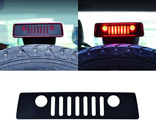 DIYTUNINGS Jeep Black Third Brake Light Cover for Jeep Wrangler JK JKU Unlimited Rubicon Sahara X Off Road Sport Exterior Accessories Parts 2007-2017
