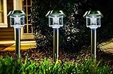 Highgate Solar Accent LED Path Lights, Stainless Steel, Solar-Powered, Set of 6 with Garden Stakes; Easy, Wireless Installation