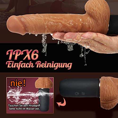 Fondlove Realistische Vibratoren mit Stoßfunktion Realistischer Dildo Erotik Sexspielzeug für Frauen mit Griff Weich Wasserdicht 9 Vibrationsmodi 3 Stoß-funktion