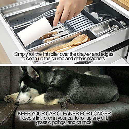Lint Roller Pet Hair Remover 8 Pack - Extra Sticky Lint Rollers Refill for Clothes, Car Seats, Food Particles and etc