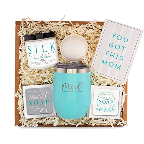 New Mom Gifts for Women – Pregnancy Gifts for First Time Moms to Be Gift – Mom Est. 2021 Spa Bath Box Set w/ Mint…