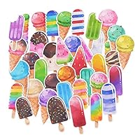 Yummy Bun Waterproof Laptop Stickers Ice Cream for Water Bottles, Teen Girls, Women, Easily Remove No Residue, Summer Theme Decals for Scrapbook, Journal, Planner-39pcs