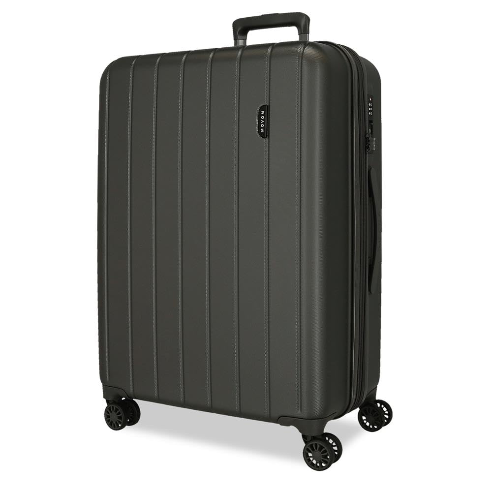 Movom Wood Grey Medium Suitcase 44.5 x 65 x 27.5 cm Rigid ABS TSA Lock 68 Litre 3.8 kg 4 Double Wheels
