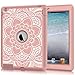 Hocase iPad 2/3/4 Case, Shockproof Heavy Duty Protection Silicone Rubber+Hard Plastic Hybrid Dual Layer Slim Protective Case for iPad 2nd/3rd/4th Generation (9.7-inch) - Rose Gold Mandala Flowers
