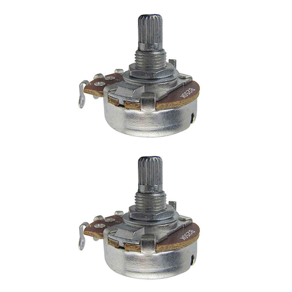 FLEOR 2pcs Full Size B250K Linear Taper Potentiometer Guitar Tone Volume Control Pots with Bayonet L15mm Short Knurled Split Shaft