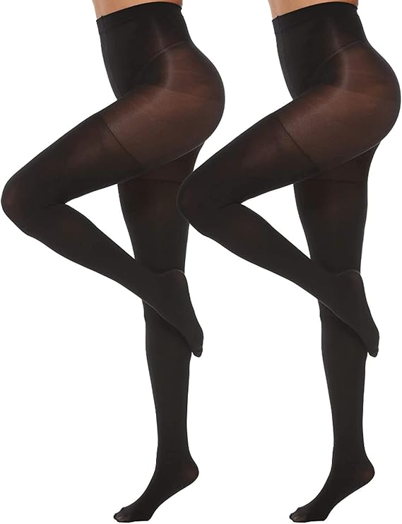 NJY Women's 2 Pairs Opaque ControlTop Tights 70 Denier Slimming High