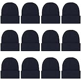 ZH 12-Pack Knitted Winter Beanie Hats for Men and Women, Warm and Cozy Cuffed Skull Caps, Bulk Purchase