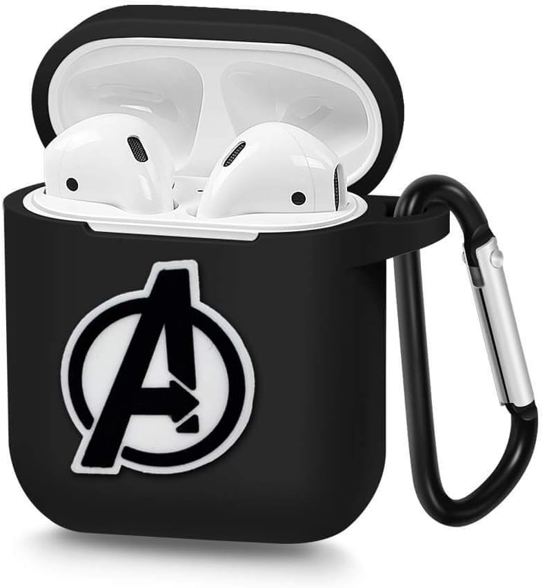 Airpods Case, Portable Silicone AirPods Charging Case with Carabiner Compatible with Apple Airpods Superhero Logoโฆ