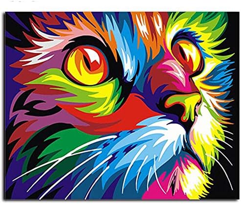 Kiaj 油絵 数字キットによる絵画 塗り絵 大人 手塗り Diy絵 デジタル油絵 40x50cm カラフルな猫 フレームレス