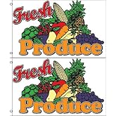 Fresh Produce Polyester Flag Banner Sign (Pack of 2)