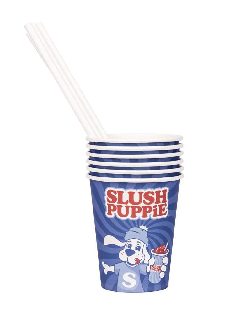 Slush Puppie Pack of 20 Paper Cups & Paper Straws