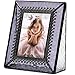 J Devlin Pic 376-2535 Vintage Purple Glass Picture Frame Tabletop Photo Frame School Photos 2 1/2 x 3 1/2 Keepsake Gift