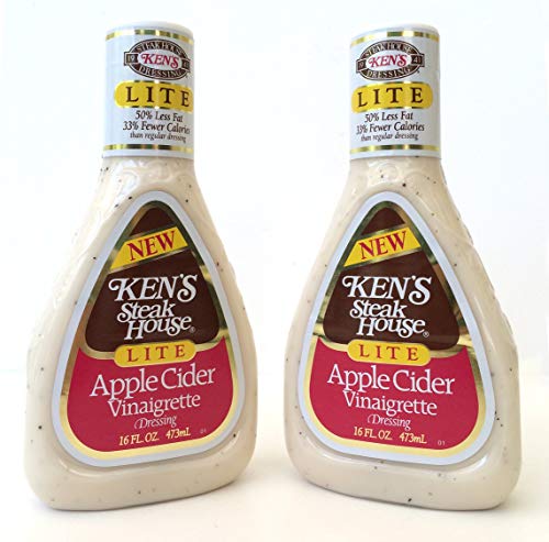 Kens Steak House Lite Apple Cider Vinaigrette Dressing, 16 Ounce (Pack of 2)