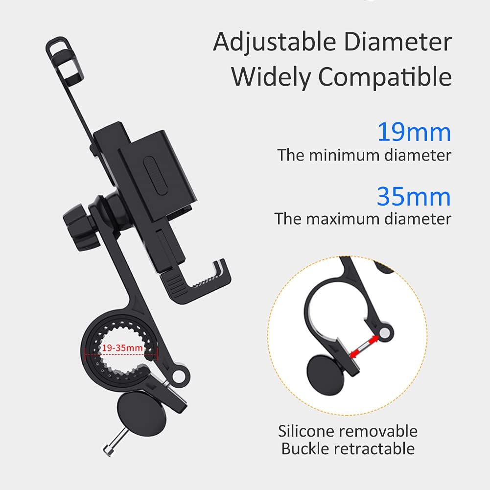 Bike Phone Mount Holder, 360°Rotatable Motorcycle Phone Mount, Universal Bike/Motorcycle Phone Stand on Handlebar Compatible with 4.7"-6.7" Phones, Tool Free Install